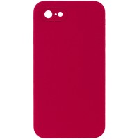 Чохол Silicone Case Square Full Camera Protective (AA) NOLOGO для Apple iPhone 7/8/SE (2020) (4.7") Червоний / Rose Red