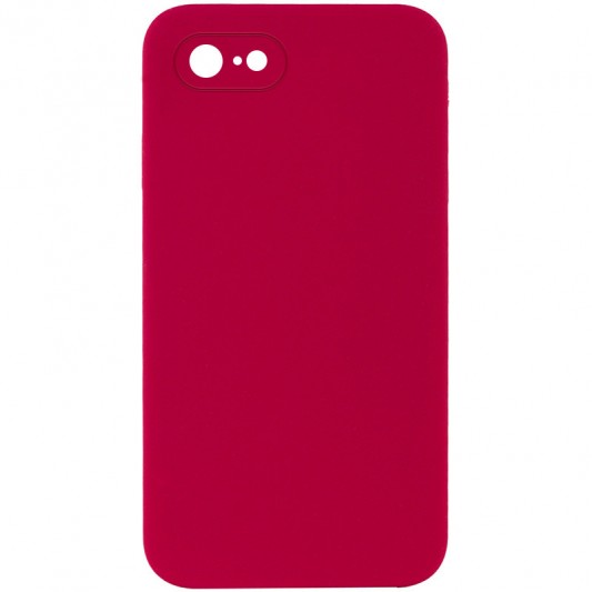 Silicone Case Square Full Camera Protective (AA) NOLOGO для Apple iPhone 7 / 8 / SE (2020) (4.7") Красный / Rose Red