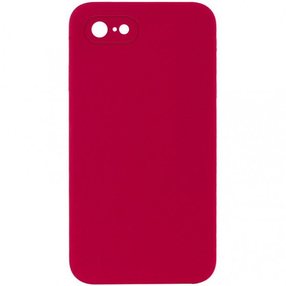 Silicone Case Square Full Camera Protective (AA) NOLOGO для Apple iPhone 7 / 8 / SE (2020) (4.7") Красный / Rose Red