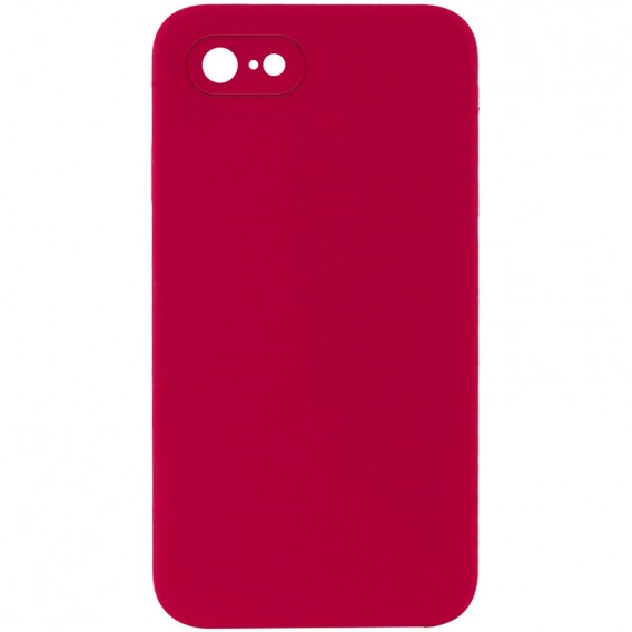 Чохол Silicone Case Square Full Camera Protective (AA) NOLOGO для Apple iPhone 7/8/SE (2020) (4.7") Червоний / Rose Red