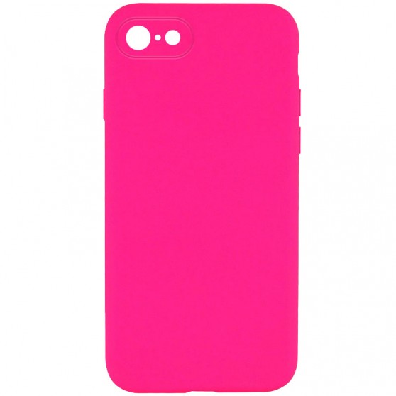 Silicone Case Square Full Camera Protective (AA) NOLOGO для Apple iPhone 7 / 8 / SE (2020) (4.7") Розовый / Barbie pink