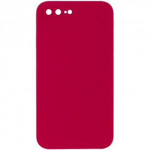 Чохол Silicone Case Square Full Camera Protective (AA) NOLOGO для Apple iPhone 7 plus/8 plus (5.5") Червоний / Rose Red