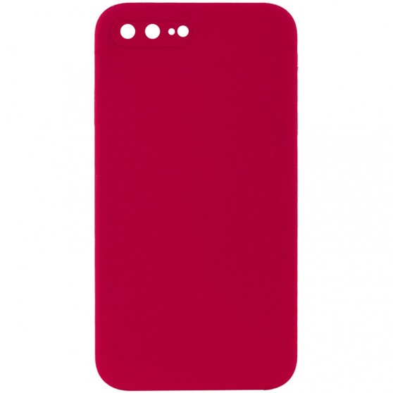 Silicone Case Square Full Camera Protective (AA) NOLOGO для Apple iPhone 7 plus / 8 plus (5.5") Червоний / Rose Red