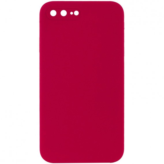 Silicone Case Square Full Camera Protective (AA) NOLOGO для Apple iPhone 7 plus / 8 plus (5.5") Червоний / Rose Red