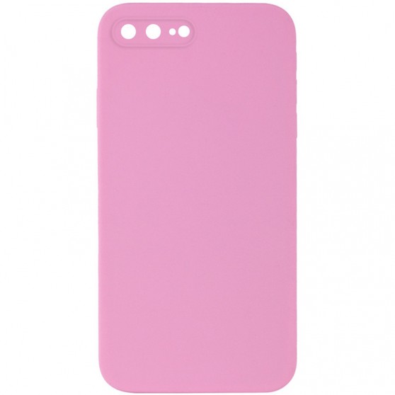 Silicone Case Square Full Camera Protective (AA) NOLOGO для Apple iPhone 7 plus / 8 plus (5.5") Рожевий / Light pink