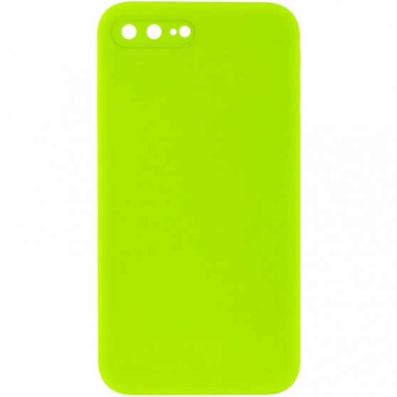 Silicone Case Square Full Camera Protective (AA) NOLOGO для Apple iPhone 7 plus / 8 plus (5.5") Салатовий / Neon green