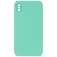 Чохол Silicone Case Square Full Camera Protective (AA) NOLOGO для Apple iPhone X / XS (5.8") Бірюзовий / Turquoise