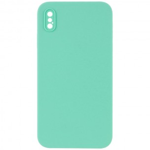 Чохол Silicone Case Square Full Camera Protective (AA) NOLOGO для Apple iPhone X / XS (5.8") Бірюзовий / Turquoise