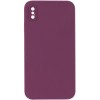 Silicone Case Square Full Camera Protective (AA) NOLOGO для Apple iPhone X / XS (5.8") Бордовий / Maroon