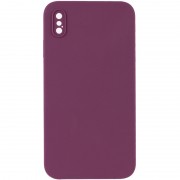 Silicone Case Square Full Camera Protective (AA) NOLOGO для Apple iPhone X / XS (5.8") Бордовый / Maroon