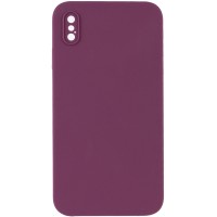 Silicone Case Square Full Camera Protective (AA) NOLOGO для Apple iPhone X / XS (5.8") Бордовий / Maroon