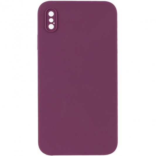 Silicone Case Square Full Camera Protective (AA) NOLOGO для Apple iPhone X / XS (5.8") Бордовый / Maroon