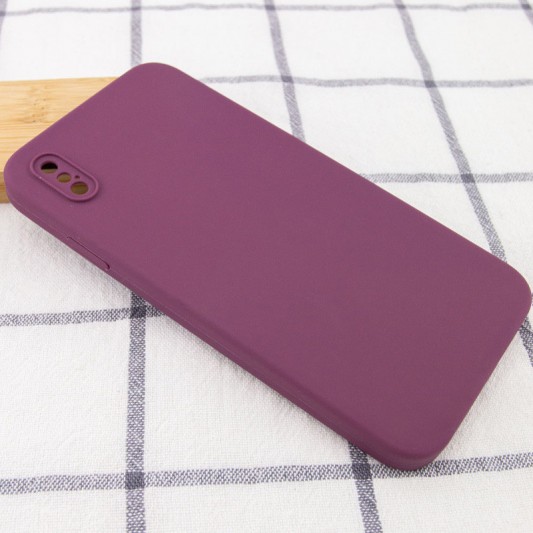 Silicone Case Square Full Camera Protective (AA) NOLOGO для Apple iPhone X / XS (5.8") Бордовый / Maroon - изображение 1