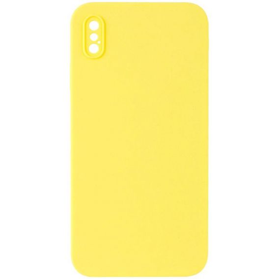 Silicone Case Square Full Camera Protective (AA) NOLOGO для Apple iPhone X / XS (5.8") Жовтий / Yellow