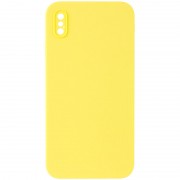Silicone Case Square Full Camera Protective (AA) NOLOGO для Apple iPhone X / XS (5.8") Желтый / Yellow