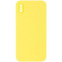 Чохол Silicone Case Square Full Camera Protective (AA) NOLOGO для Apple iPhone X / XS (5.8") Жовтий / Yellow