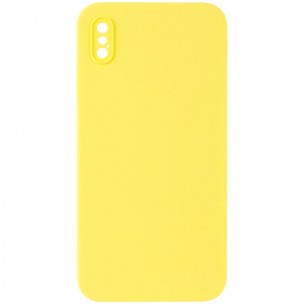 Чохол Silicone Case Square Full Camera Protective (AA) NOLOGO для Apple iPhone X / XS (5.8") Жовтий / Yellow