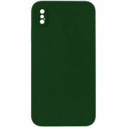 Silicone Case Square Full Camera Protective (AA) NOLOGO для Apple iPhone X / XS (5.8") Зеленый / Army green