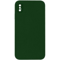 Silicone Case Square Full Camera Protective (AA) NOLOGO для Apple iPhone X / XS (5.8") Зелений / Army green