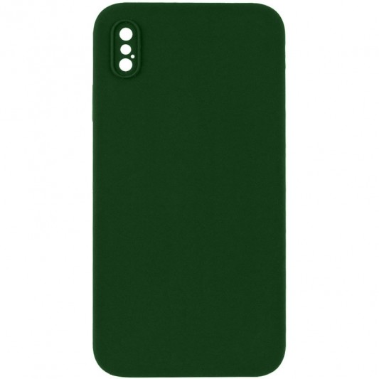 Silicone Case Square Full Camera Protective (AA) NOLOGO для Apple iPhone X / XS (5.8") Зеленый / Army green
