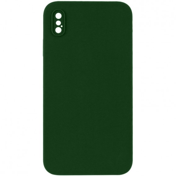 Silicone Case Square Full Camera Protective (AA) NOLOGO для Apple iPhone X / XS (5.8") Зелений / Army green