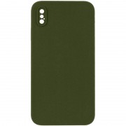 Silicone Case Square Full Camera Protective (AA) NOLOGO для Apple iPhone X / XS (5.8") Зеленый / Dark Olive