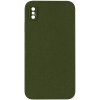 Чохол Silicone Case Square Full Camera Protective (AA) NOLOGO для Apple iPhone X / XS (5.8") Зелений / Dark Olive