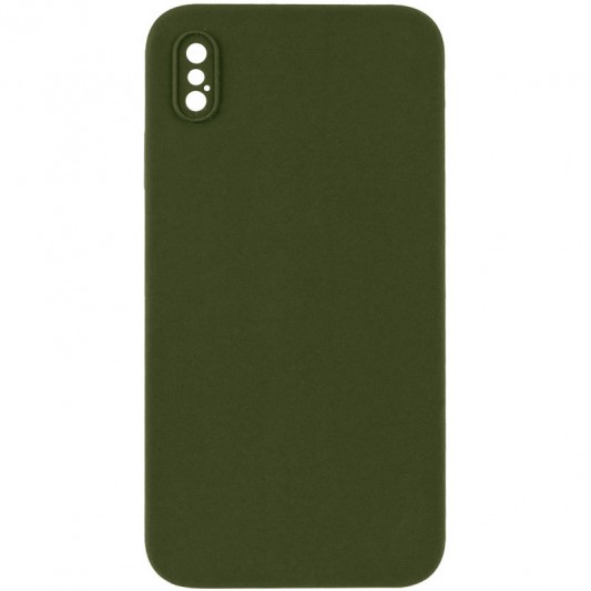 Silicone Case Square Full Camera Protective (AA) NOLOGO для Apple iPhone X / XS (5.8") Зеленый / Dark Olive