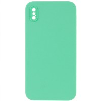Чохол Silicone Case Square Full Camera Protective (AA) NOLOGO для Apple iPhone X / XS (5.8") Зелений / Spearmint
