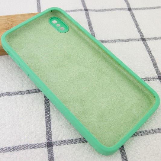 Silicone Case Square Full Camera Protective (AA) NOLOGO для Apple iPhone X / XS (5.8") Зелений / Spearmint - зображення 2 