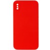 Silicone Case Square Full Camera Protective (AA) NOLOGO для Apple iPhone X / XS (5.8") Червоний / Red