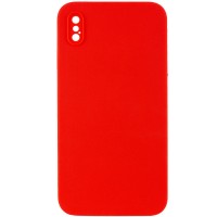 Silicone Case Square Full Camera Protective (AA) NOLOGO для Apple iPhone X / XS (5.8") Червоний / Red