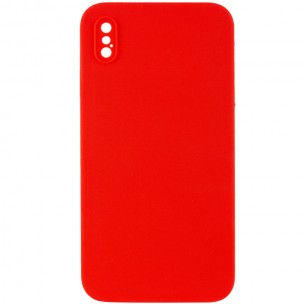 Silicone Case Square Full Camera Protective (AA) NOLOGO для Apple iPhone X / XS (5.8") Червоний / Red