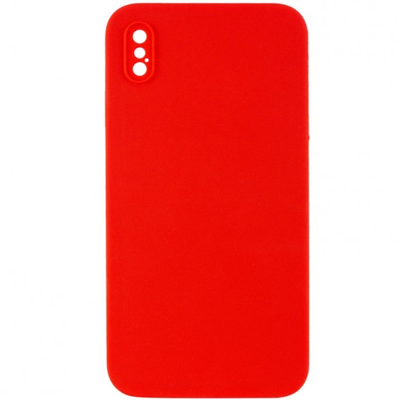 Silicone Case Square Full Camera Protective (AA) NOLOGO для Apple iPhone X / XS (5.8") Червоний / Red