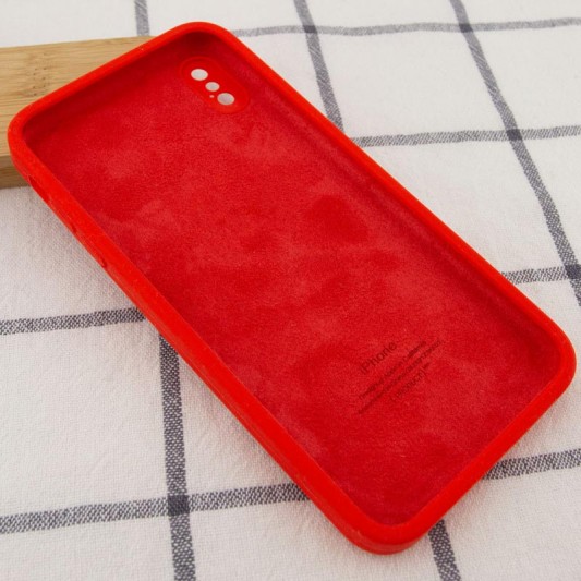 Silicone Case Square Full Camera Protective (AA) NOLOGO для Apple iPhone X / XS (5.8") Червоний / Red - зображення 2 