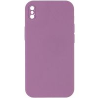 Чохол Silicone Case Square Full Camera Protective (AA) NOLOGO для Apple iPhone X / XS (5.8") Ліловий / Lilac Pride