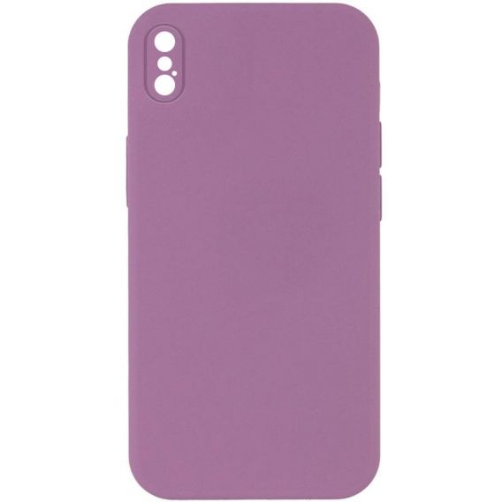 Silicone Case Square Full Camera Protective (AA) NOLOGO для Apple iPhone X / XS (5.8") Ліловий / Lilac Pride