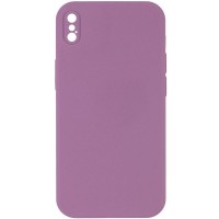 Чохол Silicone Case Square Full Camera Protective (AA) NOLOGO для Apple iPhone X / XS (5.8") Ліловий / Lilac Pride