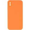 Silicone Case Square Full Camera Protective (AA) NOLOGO для Apple iPhone X / XS (5.8") Помаранчевий / Papaya