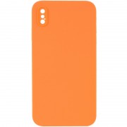 Silicone Case Square Full Camera Protective (AA) NOLOGO для Apple iPhone X / XS (5.8") Оранжевый / Papaya
