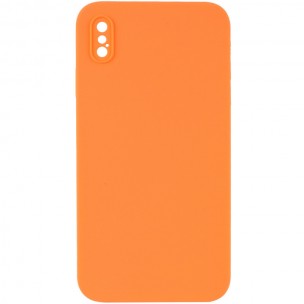 Чохол Silicone Case Square Full Camera Protective (AA) NOLOGO для Apple iPhone X / XS (5.8") Помаранчевий / Papaya