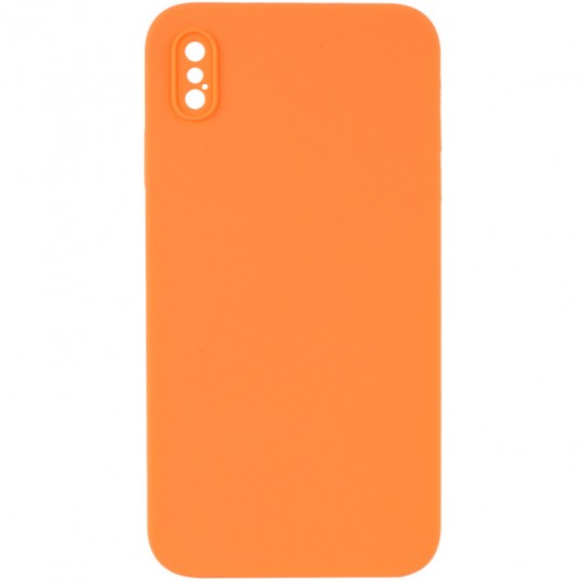 Silicone Case Square Full Camera Protective (AA) NOLOGO для Apple iPhone X / XS (5.8") Помаранчевий / Papaya