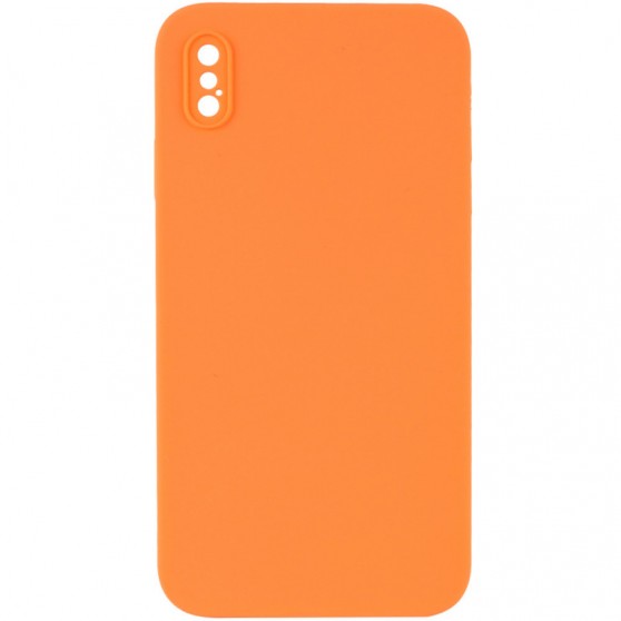 Silicone Case Square Full Camera Protective (AA) NOLOGO для Apple iPhone X / XS (5.8") Оранжевый / Papaya