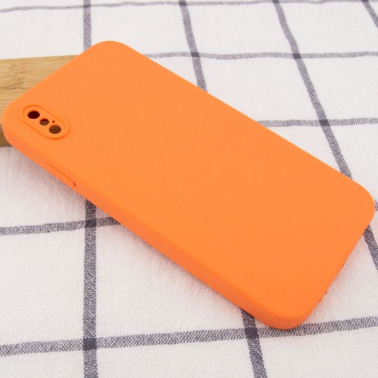 Silicone Case Square Full Camera Protective (AA) NOLOGO для Apple iPhone X / XS (5.8") Помаранчевий / Papaya - зображення 1 