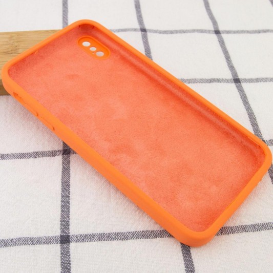 Silicone Case Square Full Camera Protective (AA) NOLOGO для Apple iPhone X / XS (5.8") Помаранчевий / Papaya - зображення 2 