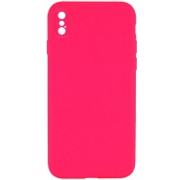 Silicone Case Square Full Camera Protective (AA) NOLOGO для Apple iPhone X / XS (5.8") Рожевий / Barbie pink