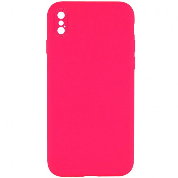 Silicone Case Square Full Camera Protective (AA) NOLOGO для Apple iPhone X / XS (5.8") Рожевий / Barbie pink
