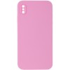 Silicone Case Square Full Camera Protective (AA) NOLOGO для Apple iPhone X / XS (5.8") Рожевий / Light pink