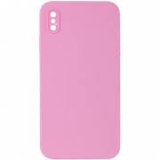 Silicone Case Square Full Camera Protective (AA) NOLOGO для Apple iPhone X / XS (5.8") Рожевий / Light pink