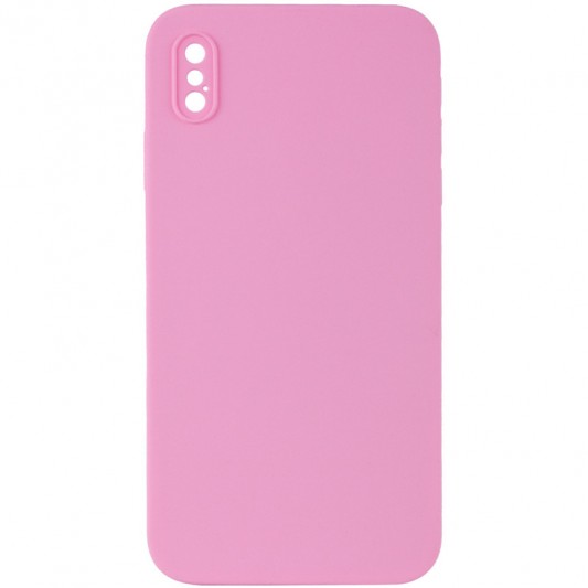 Silicone Case Square Full Camera Protective (AA) NOLOGO для Apple iPhone X / XS (5.8") Рожевий / Light pink